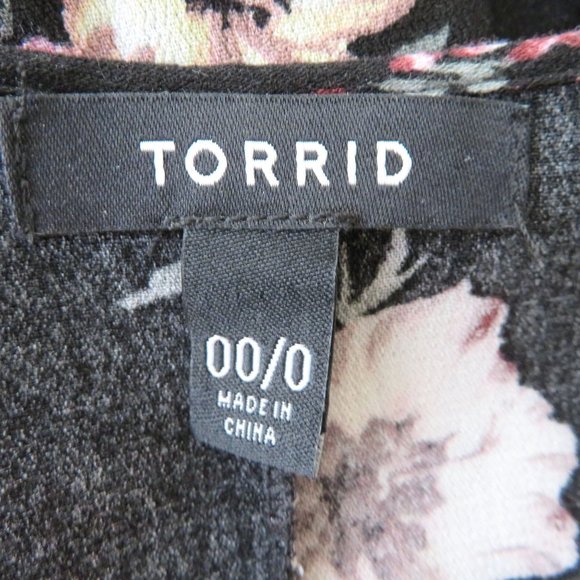 TORRID Womens Mid Length Floral Black Kimono Small Cover Up Open Front Duster - Picture 7 of 9